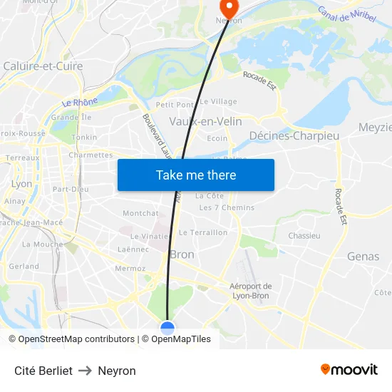 Cité Berliet to Neyron map