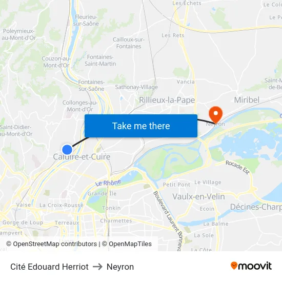 Cité Edouard Herriot to Neyron map