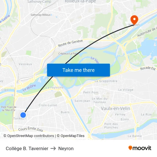 Collège B. Tavernier to Neyron map