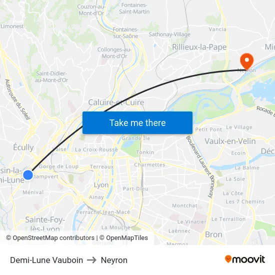 Demi-Lune Vauboin to Neyron map
