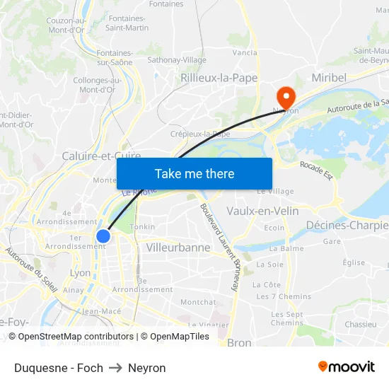 Duquesne - Foch to Neyron map