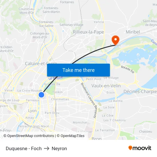 Duquesne - Foch to Neyron map