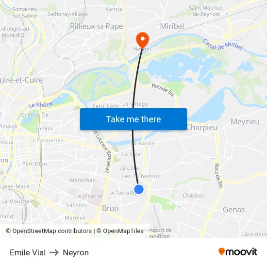 Emile Vial to Neyron map