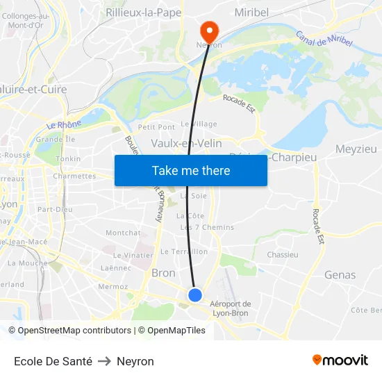 Ecole De Santé to Neyron map