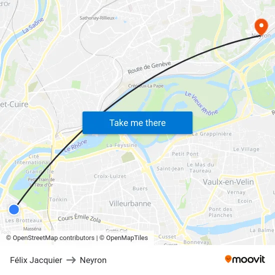 Félix Jacquier to Neyron map