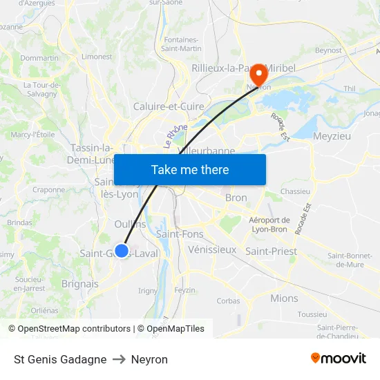 St Genis Gadagne to Neyron map
