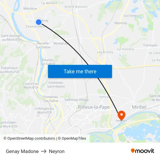 Genay Madone to Neyron map