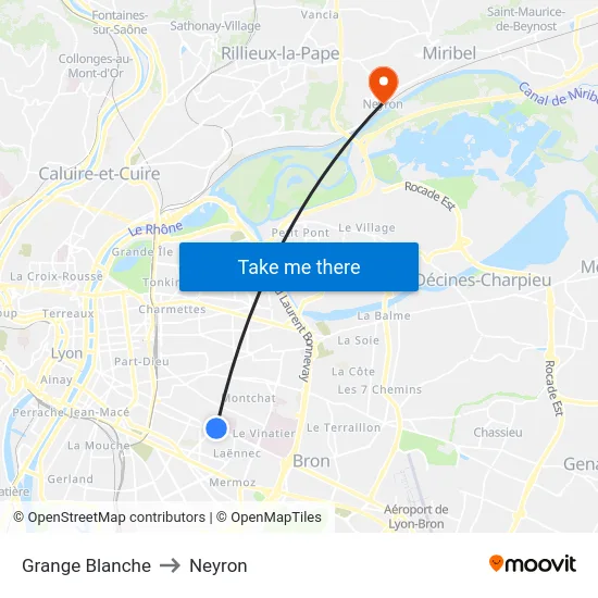 Grange Blanche to Neyron map