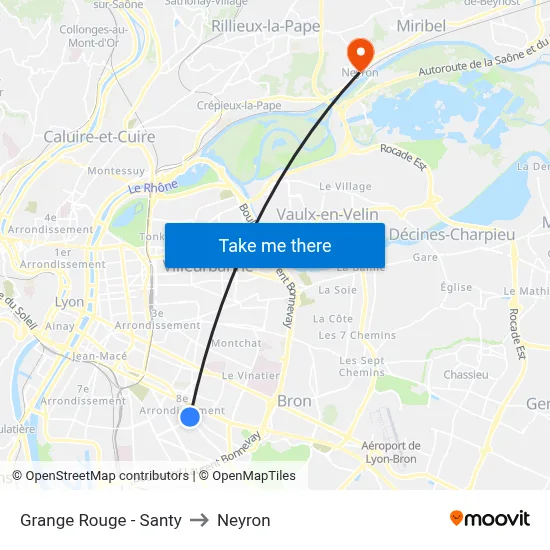 Grange Rouge - Santy to Neyron map