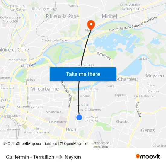 Guillermin - Terraillon to Neyron map