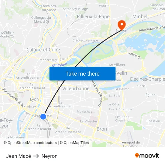 Jean Macé to Neyron map