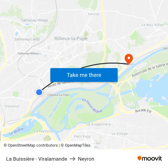 La Buissière - Viralamande to Neyron map
