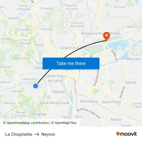 La Chopinette to Neyron map