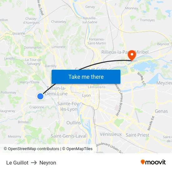 Le Guillot to Neyron map