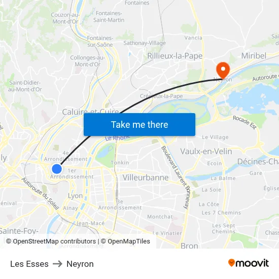 Les Esses to Neyron map