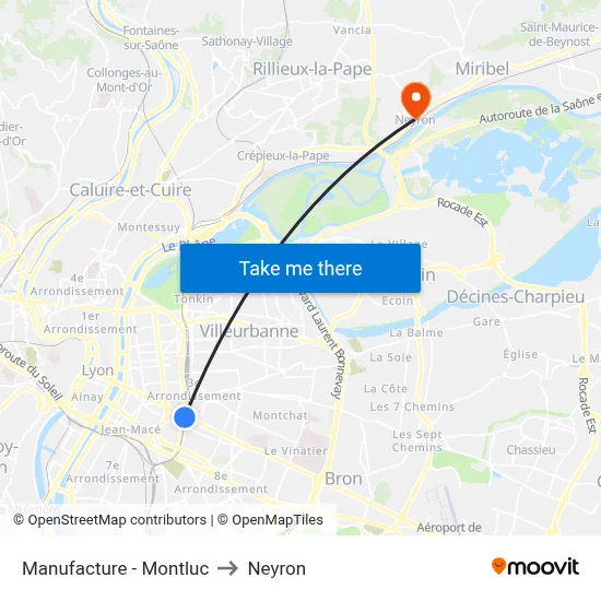 Manufacture - Montluc to Neyron map
