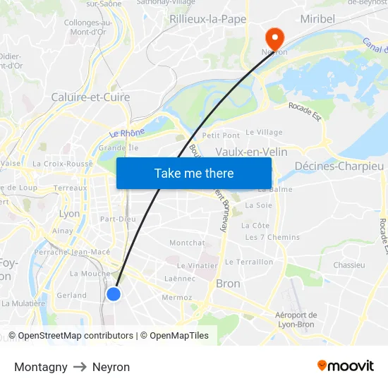 Montagny to Neyron map