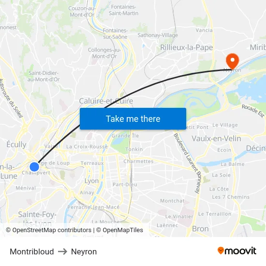 Montribloud to Neyron map