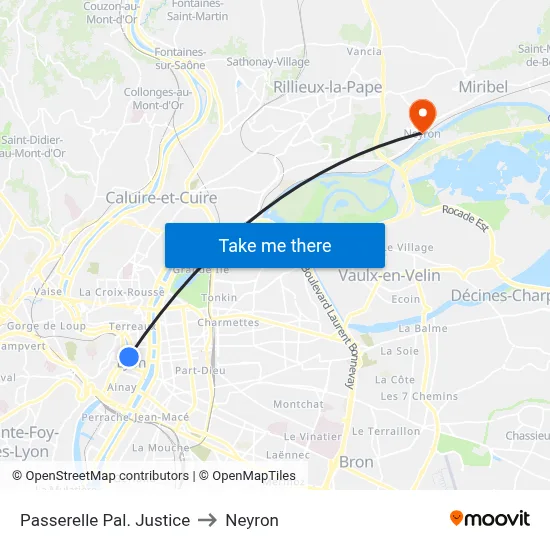 Passerelle Pal. Justice to Neyron map