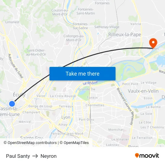 Paul Santy to Neyron map