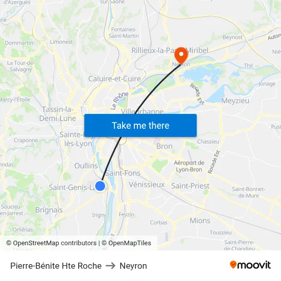 Pierre-Bénite Hte Roche to Neyron map