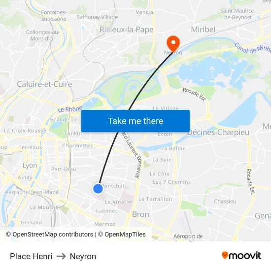 Place Henri to Neyron map