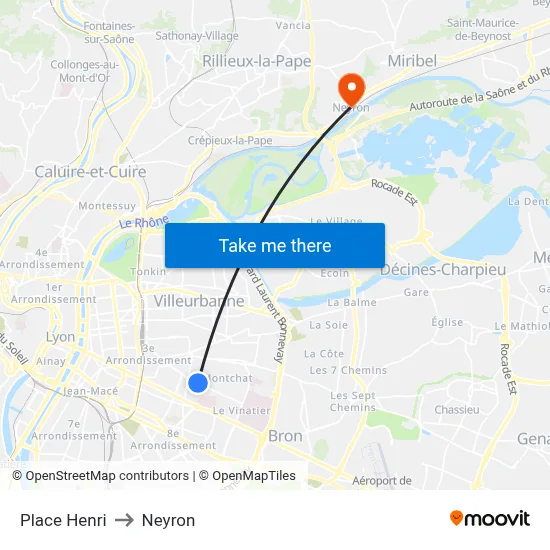 Place Henri to Neyron map