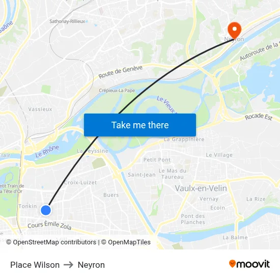 Place Wilson to Neyron map