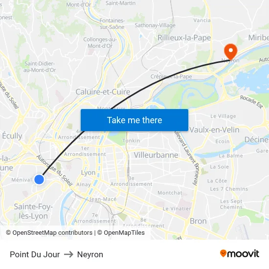Point Du Jour to Neyron map
