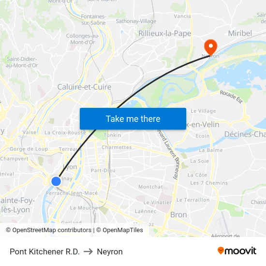 Pont Kitchener R.D. to Neyron map