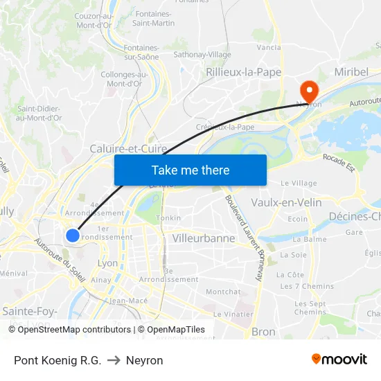 Pont Koenig R.G. to Neyron map