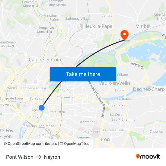 Pont Wilson to Neyron map