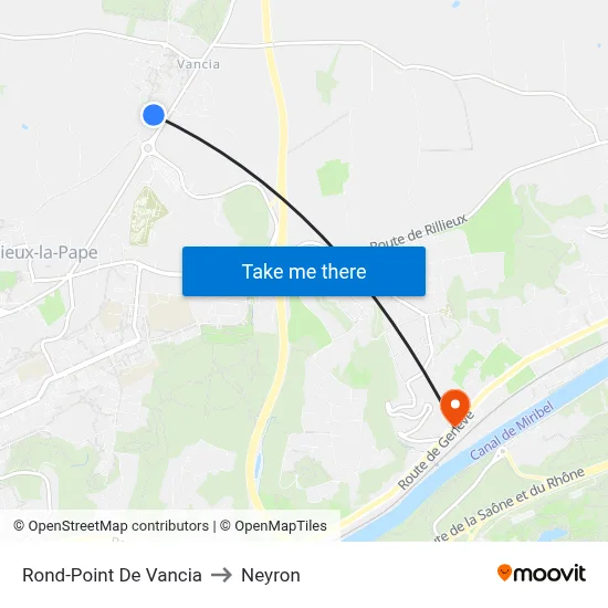 Rond-Point De Vancia to Neyron map