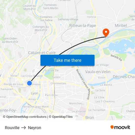 Rouville to Neyron map