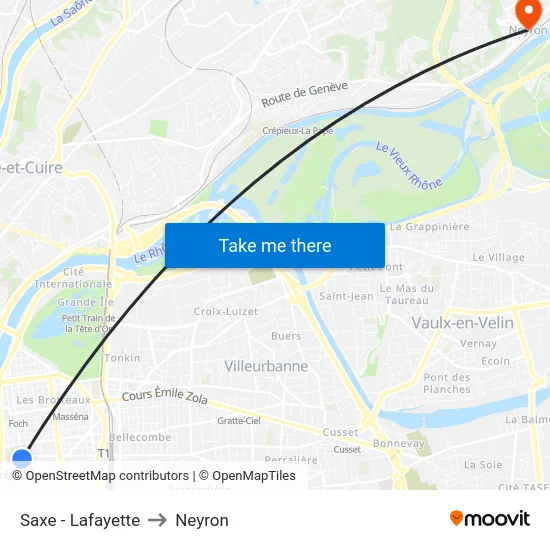 Saxe - Lafayette to Neyron map