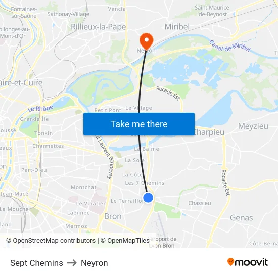 Sept Chemins to Neyron map