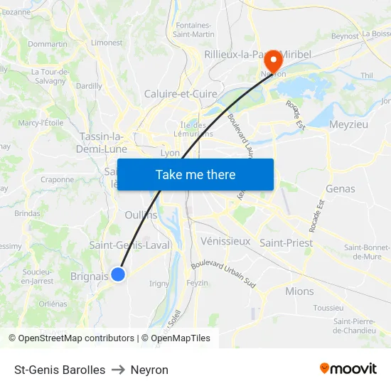 St-Genis Barolles to Neyron map