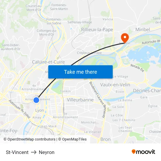 St-Vincent to Neyron map