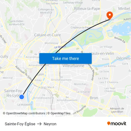 Sainte-Foy Église to Neyron map