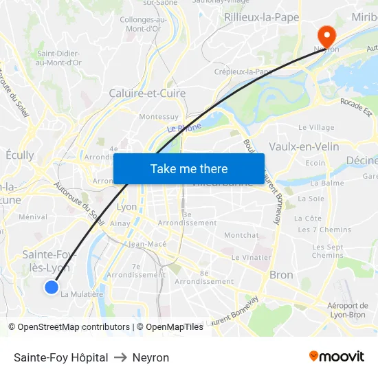 Sainte-Foy Hôpital to Neyron map
