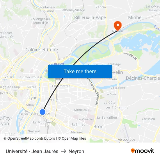 Université - Jean Jaurès to Neyron map