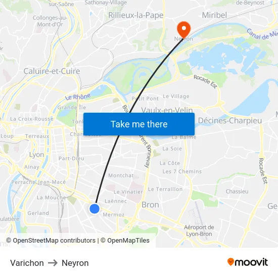 Varichon to Neyron map