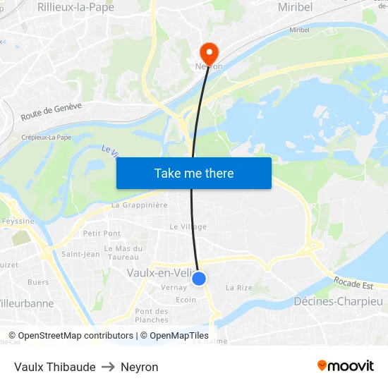 Vaulx Thibaude to Neyron map
