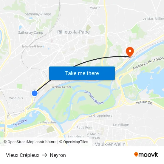 Vieux Crépieux to Neyron map