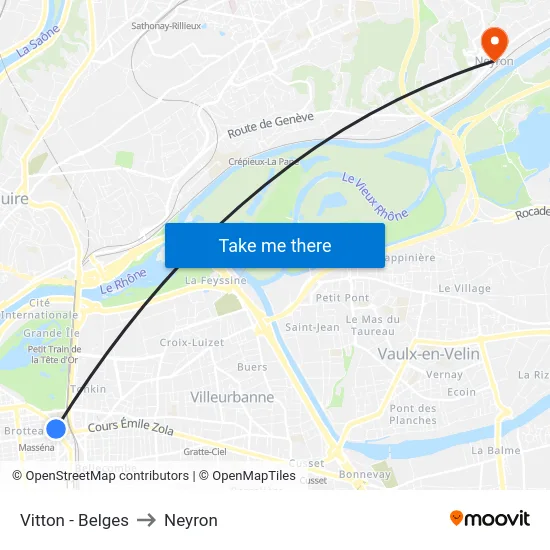 Vitton - Belges to Neyron map