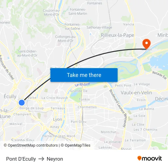 Pont D'Ecully to Neyron map