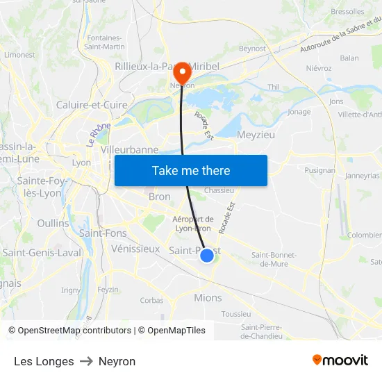 Les Longes to Neyron map