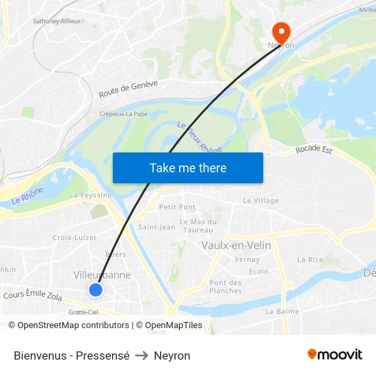 Bienvenus - Pressensé to Neyron map