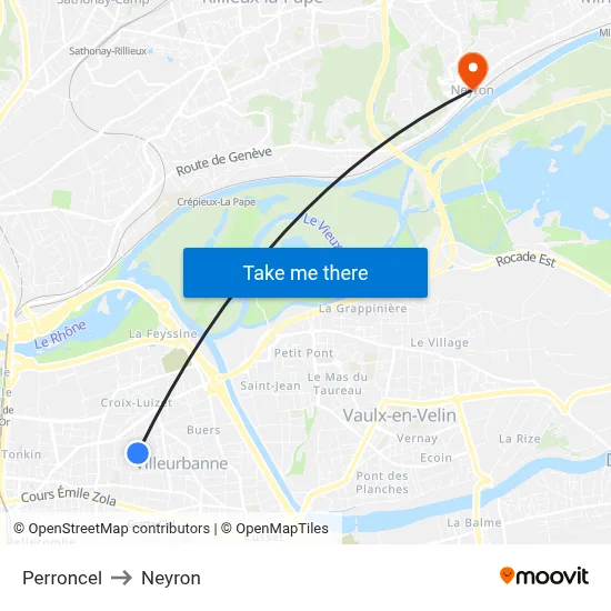 Perroncel to Neyron map