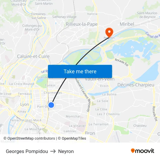 Georges Pompidou to Neyron map